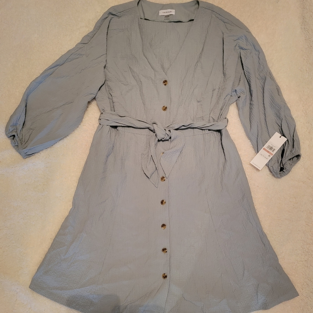 Super Cute Calvin Klein, Sage button down dress! NWT, Size 12